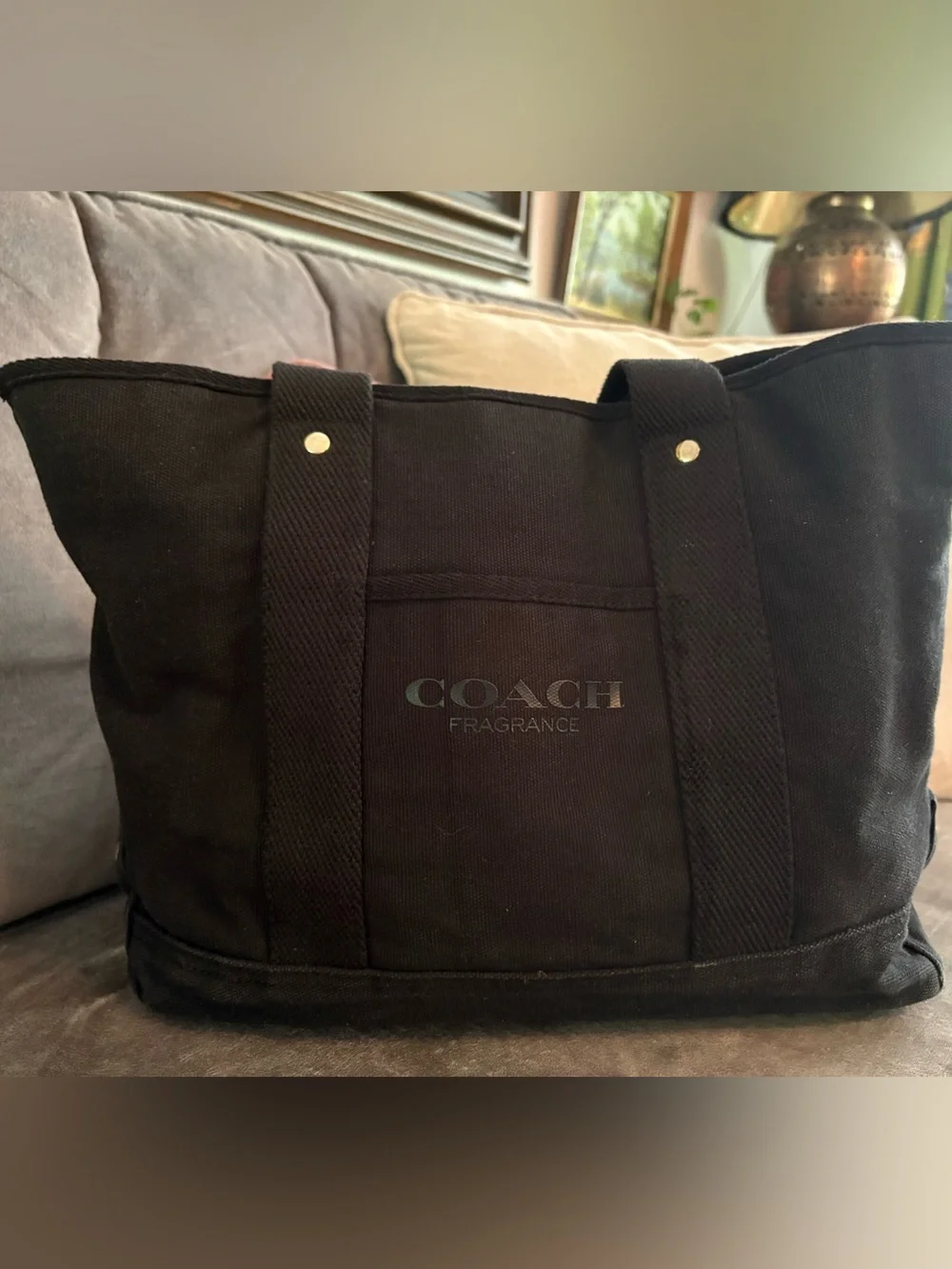 Y2K Coach Black Canvas Duffel Tote Bag